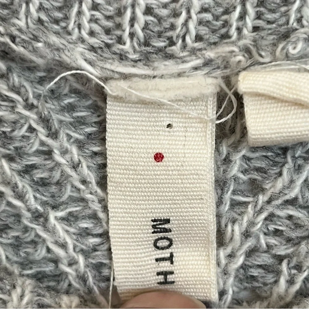 Anthropologie MOTH Cotton Cashmere Tie Front Cowl Neck‎ Sweater Gray Size Medium